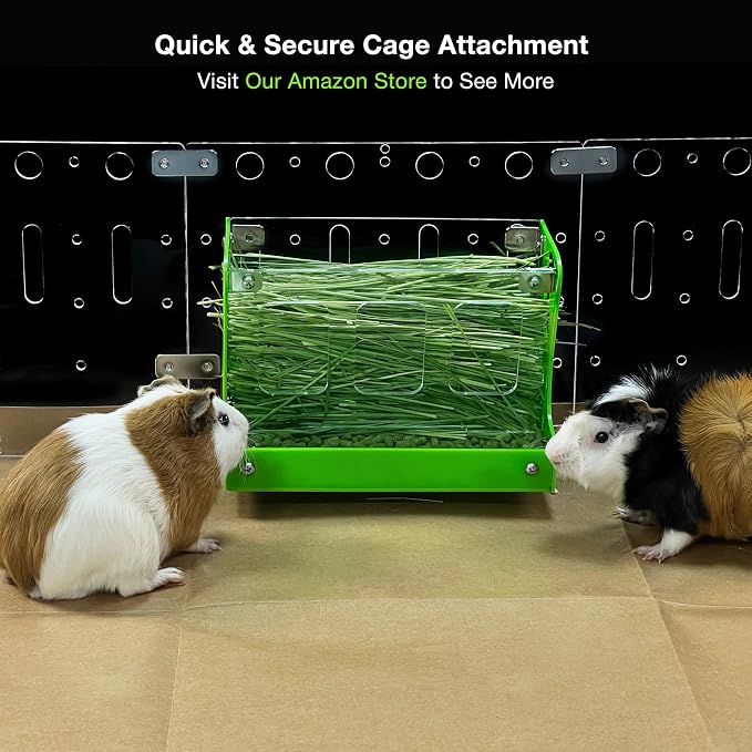 GuineaLoft™ Custom 2-in-1 Hay & Food Feeder - Multiple Colors Options for Guinea Pigs, Rabbits, and Chinchillas – No- Waste Hay Rack with Dual-Compartment Bowl, Easy Cage Mount, Space-Saving Design
