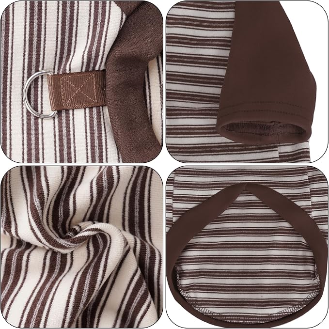 Pistha Dog Tshirt Striped Shirts for Dogs Clothes Stretchy Puppy T-Shirts with Metal Buckle for Small Medium Dog Boys Girls (Brown, X-Large)