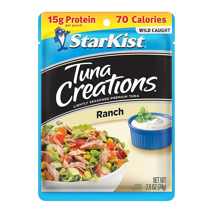 StarKist Tuna Creations Ranch Pouch (2.6 oz - 12 Pack) Wild Caught, High Protein Shelf Stable Seafood, Gluten Free, Soy Free, No Draining, Ready to Eat for Salads and Sandwiches
