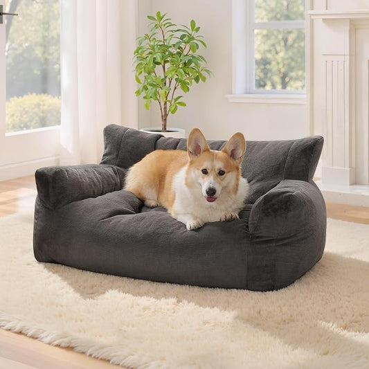 Lovupet Dog Couch for Small Medium Breed, Dog Sofa Bed Full Filled Sponge, No Assembly Need, PS581 (Neutral Grey)