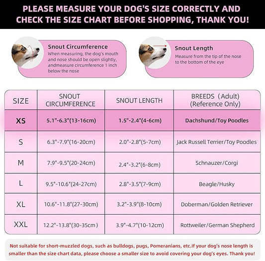 Dog Muzzle, Breathable Soft for Extra Small Dogs to Anti & Prevent Barking Biting Chewing, Reflective & Adjustable Basket Muzzle with Air Mesh for Dachshund Pink XS