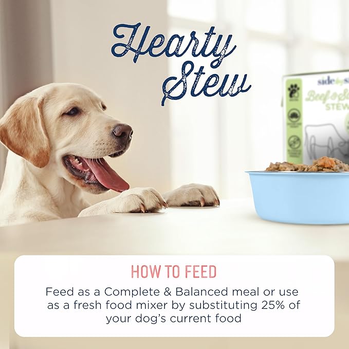 Side by Side Beef & Salmon Stew - Neutral Wet Dog Food & Dog Food Topper - Made with Nutrients & Whole Raw Ingredients - Human-Grade, No Artificial Additives or Fillers - USA Made (12.5 oz, 12-Pack)