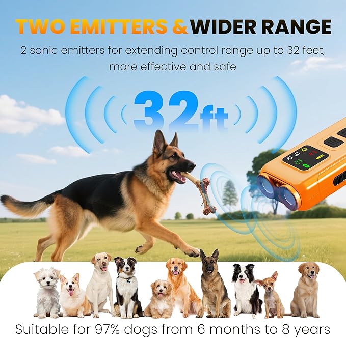 Dog Bark Deterrent Devices, Sonic Cat Deterrent Devices, Drive Cats Away from Car Engines in Winter, 2025 Anti Barking Device for Dogs, Portable Dog Training Device, Stopping Neighbor's Dog Barking