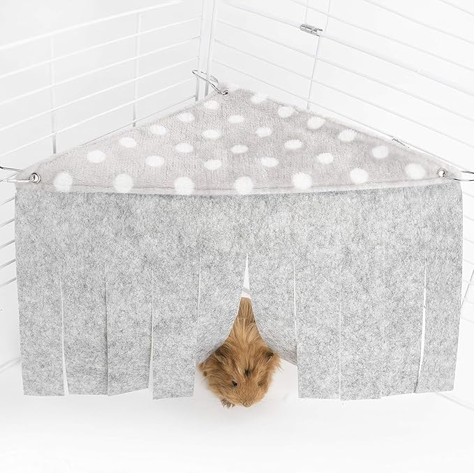 andwe Guinea Pig Fleece Corner Hideout Hanging Curtain for Small Pets - Rabbits, Ferrets, Chinchilla