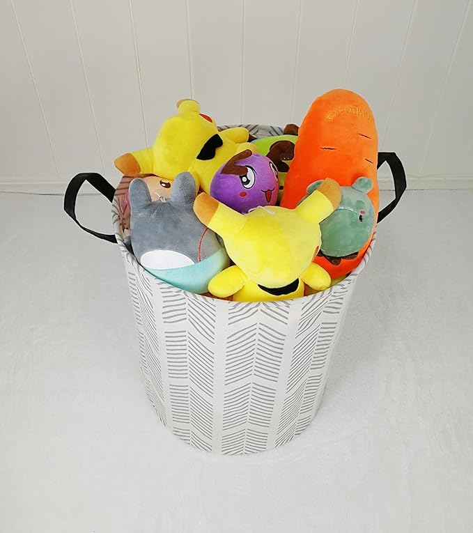 Kids Laundry Hamper Storage Basket Laundry Organizer Hamper Storage Bins Clothes Box Nursery Hamper Gift Basket with Handles (Gray)