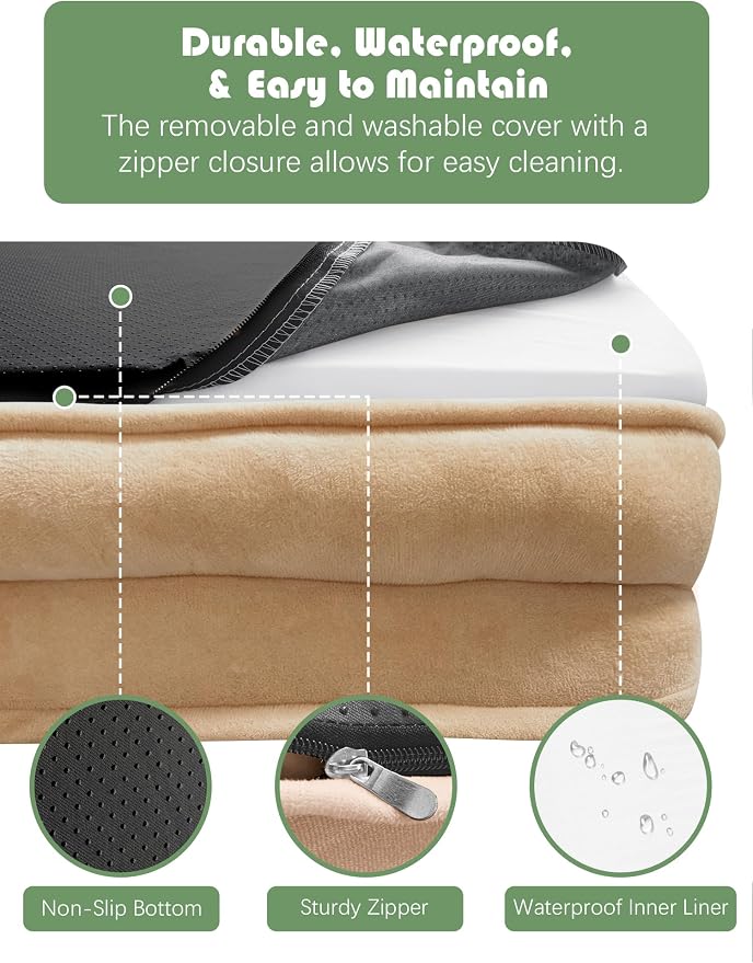 Spotted Play Orthopedic Dog Bed with Sides - Sofa Beds for Extra Large Dogs, Supportive Foam Pet Couch Bed with Washable Removable Cover, Waterproof Lining and Non-Slip Bottom, Brown - XXL