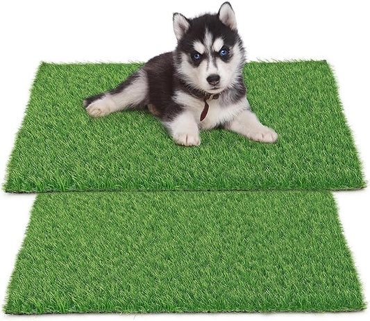 30 x 20 inches 2 Pack Fake Grass Pee for Dogs Artificial Grass Rug Pad for Puppy Potty Washable Grass Mat for Pet Training with Drainage Hole