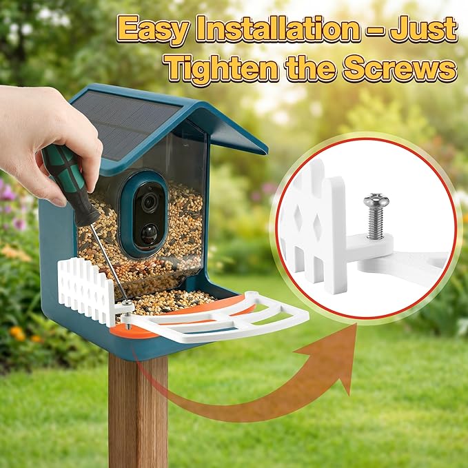Dreyoo Perch Extender with 2 Side Fences Compatible with Bird Buddy Smart Bird Feeder - Wider Landing Space, Camera-Friendly Design for Clear Photos, UV-Resistant Outdoor Accessory, Screws Included