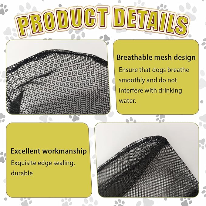 Foxtail Mask Dogs Head Protector, Foxtails Protection for Dogs Adjustable Elastic, Dog Soft Net Mask for Outdoor Hiking Camping, Breathable Mesh Muzzles for Dog, Black, XS