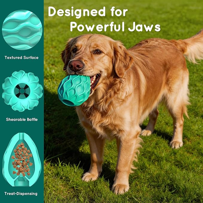 Dog Toys for Aggressive Chewers Durable Interactive Dog Chew Toys Tough Indestructible Treat Dispensing Cognitive Toys Mental Enrichment Puzzle Feeder Boredom Buster Anxiety Relief (Blue)