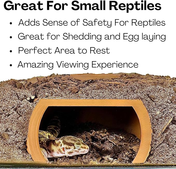 Reptile Underground Cave Viewing Hide | Hognose Snake Leopard Gecko Hide Habitat Tank Enrichment | Reptile Decoration Accessories Supplies Toys Ornaments