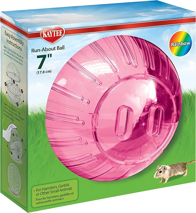 Kaytee 7" Assorted Color Run-About Exercise Ball for Pet Hamsters & Gerbils (Pack of 2)