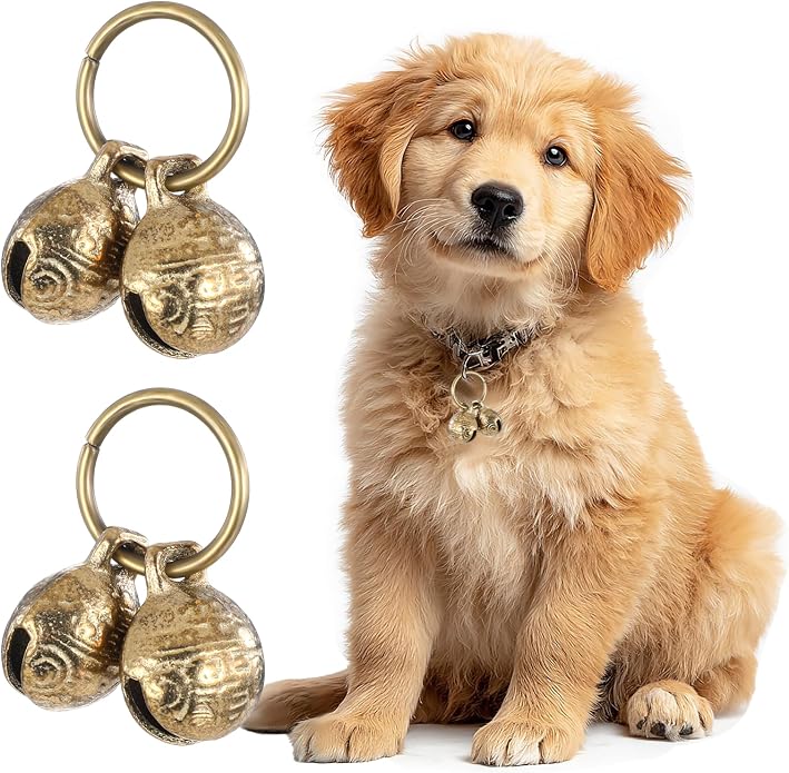 Styquenzer Copper Bell for Dog Collar, 4 PCS Brass Dog Bells Extra Loud Collar Bell for Pet Tracking Anti Lost Training Pets Pendant Accessories Anti Theft Bells for Little Dogs & Cats