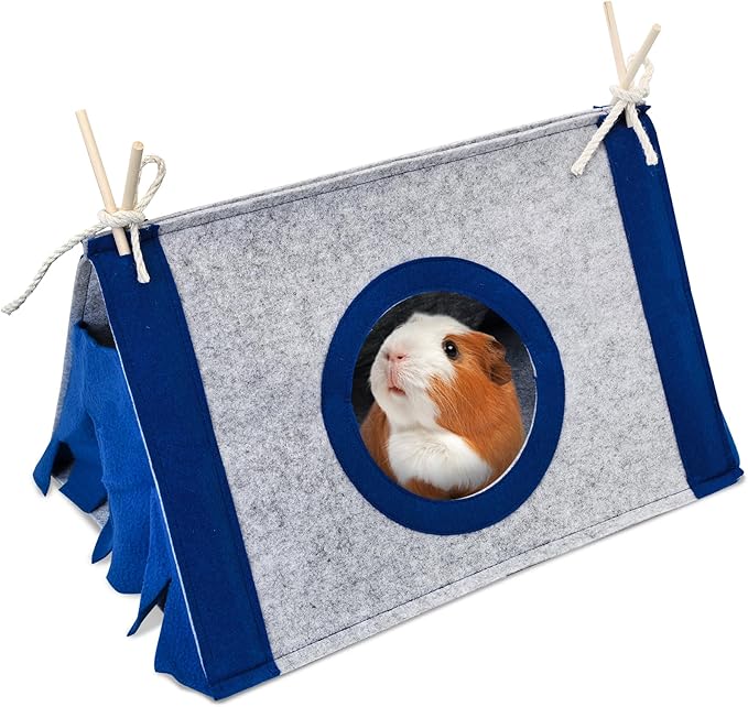 Fhiny Guinea Pig Hideout, Washable Guinea Pig Hideaway 14.6"x 9.8"x 8.3" Removable Triangular Bunny Tent Small Animal Bed for Bunnies Chinchillas Hedgehogs to Rest and Hide