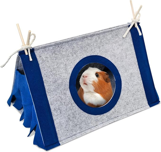 Fhiny Guinea Pig Hideout, Washable Guinea Pig Hideaway 14.6"x 9.8"x 8.3" Removable Triangular Bunny Tent Small Animal Bed for Bunnies Chinchillas Hedgehogs to Rest and Hide