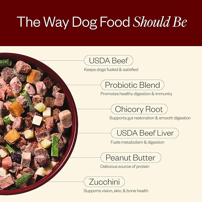 Maev Human-Grade Beef Dog Food, Weight & Digestion Formula, Whole Ingredient, Gluten-Free, High Protein Puppy & Dog Food, 20 lb