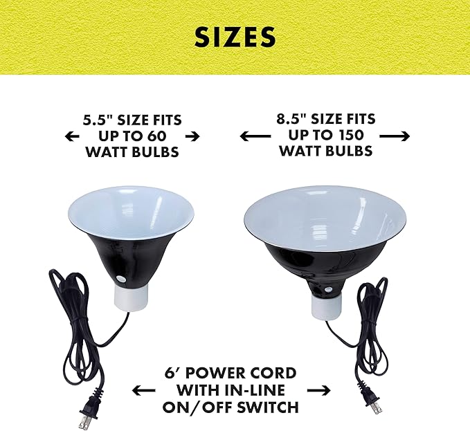 Zilla Pet Reptile Premium Heat Lamp Reflector Dome Fixture, 8.5 Inches