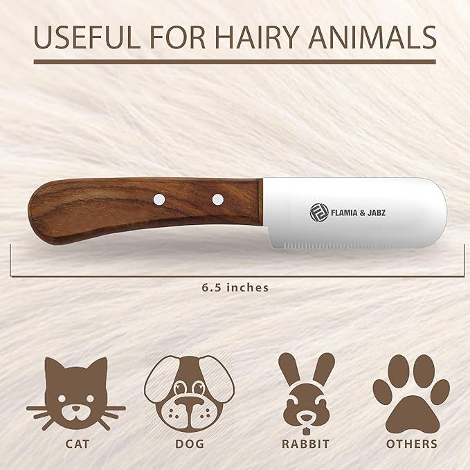 Professional Dog Grooming Hand Stripping Knife, Stripper Trimmer Tool, Red Meranti Wooded Handle non slip grip with Tripping Stainless Steel blade (Fine, Left Handed)