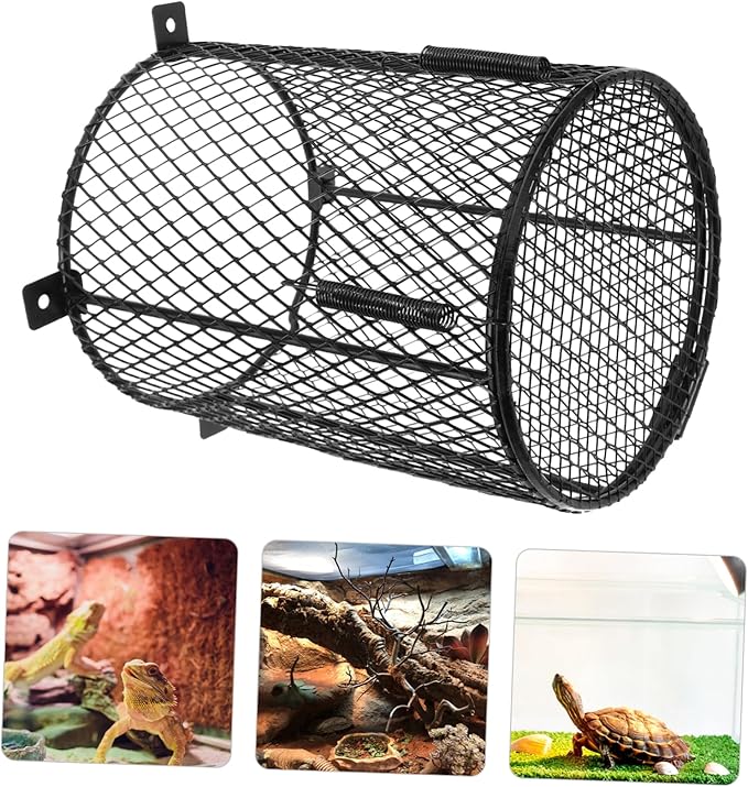 Anti-Scald Heating Lamp Mesh Cover for Reptiles Adjustable Protector Cage for PET Lizards and Turtles Easy Installation for Reptile Tanks