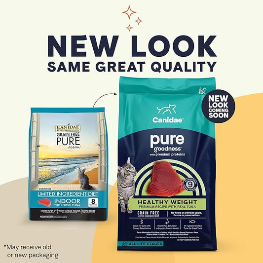 Canidae Pure Healthy Weight Limited Ingredient Premium Dry Cat Food, Real Tuna Recipe, 5 lbs, Grain Free