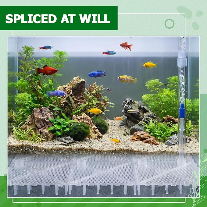 Sieral Under Gravel Aquarium Filter for 40-55 Gallon Tanks, 16 Pcs 5.7'' x 5.7'' Clear Plates, Under Gravel System with 4 Uplift Tube and 1 Filter Cotton, for Fish Tank Fresh and Saltwater
