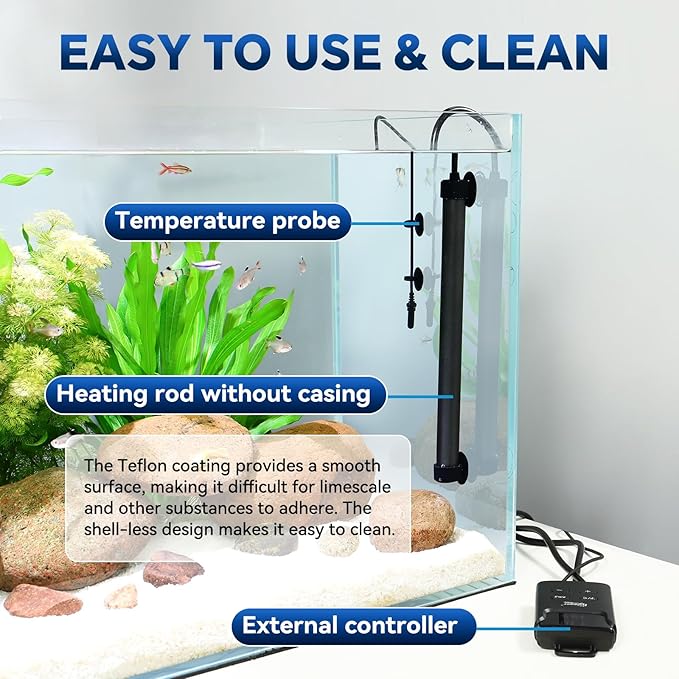 hygger Aquarium Heater,Submersible Fish Tank Heater with External Digital Display, Including Overheat & Leakage Protection and Temperature Sensor for Freshwater and Saltwater (500W for 60gal~90gal)