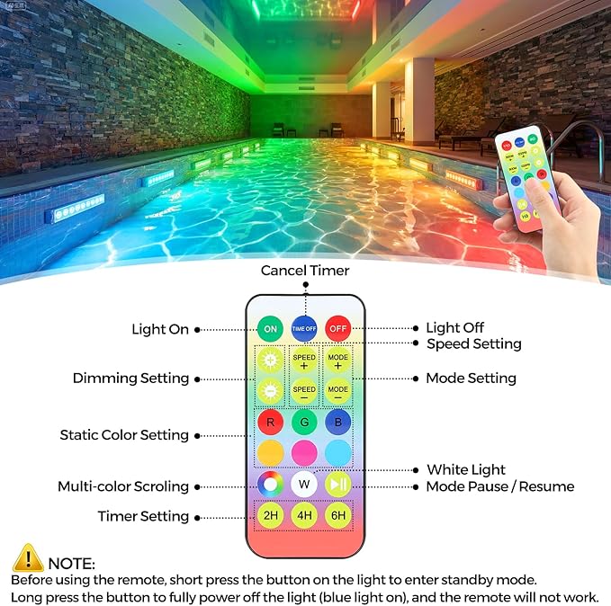 BOBKID Rechargeable Pool Lights for Inground Above Ground Pool, IP68 Waterproof Underwater Submersible Light with Remote, 7 RGB Color LED Light for Pond Bathtub Aquarium Garden Decoration, 2 Pack