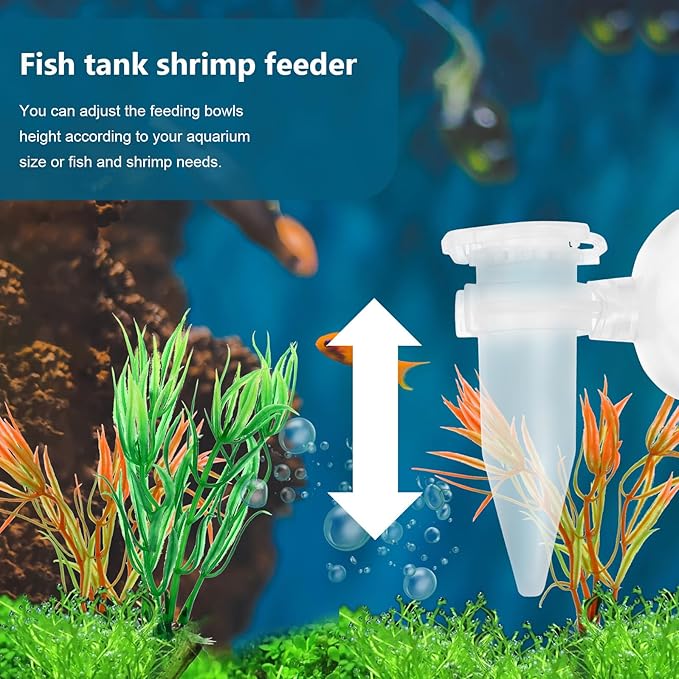 5pcs Plastic Shrimp Feeder Tube with Suction Cup Mini Aquarium Feeder for Fish Tank Automatic Feeding Small Shrimp Hatchery Accessories