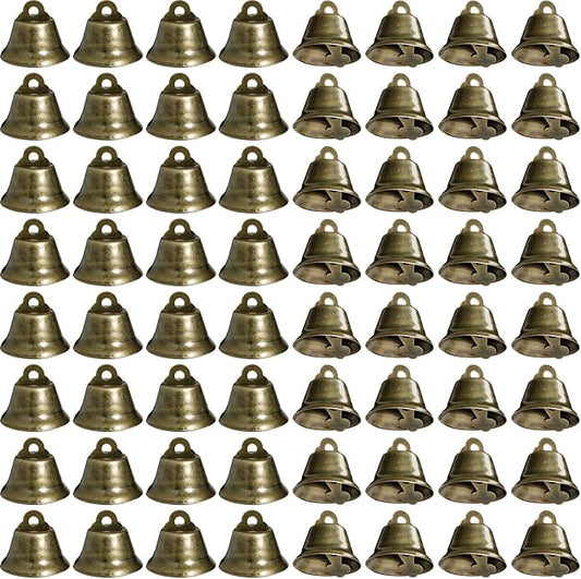 100 Pieces Vintage Bells Craft Bells Small Hanging Bells Ornaments for Wind Chimes Housebreaking Making Dog Potty Training Doorbell Wedding Decor (Bronze)