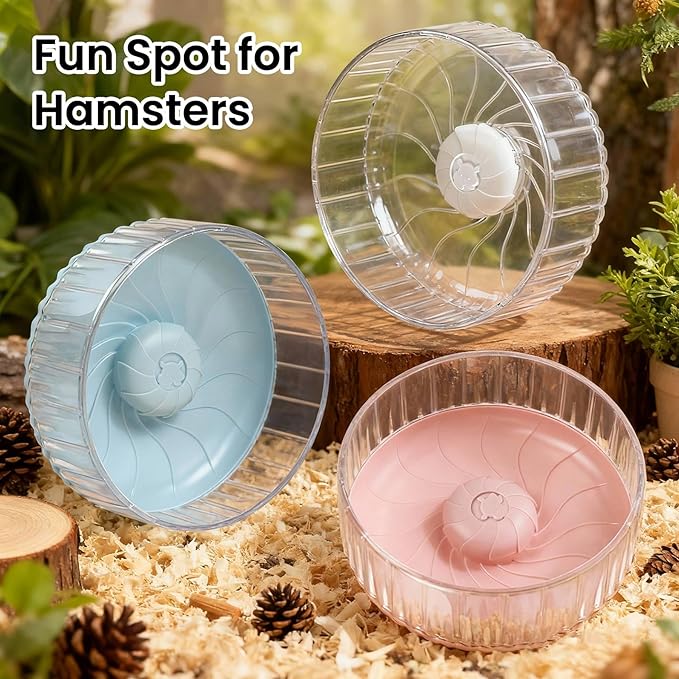 Silent Hamster Wheel, 8in Hamster Wheel No Stand, Double-Bearing Quiet Spinner for Syrian Hamsters, Hedgehogs, Mice & Small Pets, Pink