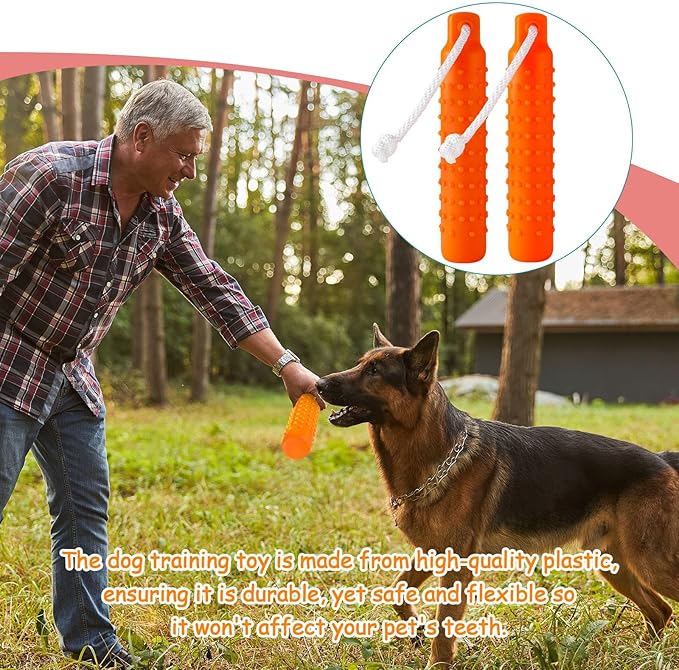 Blueweenly 4 Pcs Dog Bumper Toy for Water Retrieving Plastic Puppy Training Dummy Dog Float Toy Lightweight for Float on The Water Pool Outdoor Training Hunting Fetching (Orange)