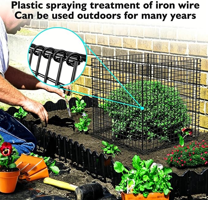 (4 Packs) Plant Protectors from Animals, 14.8" Lx14.8 Wx15.7 H Heavy-Duty Large Wire Plant Cages, Keep Rabbits Out for Vegetables, Shrubs & New Plants