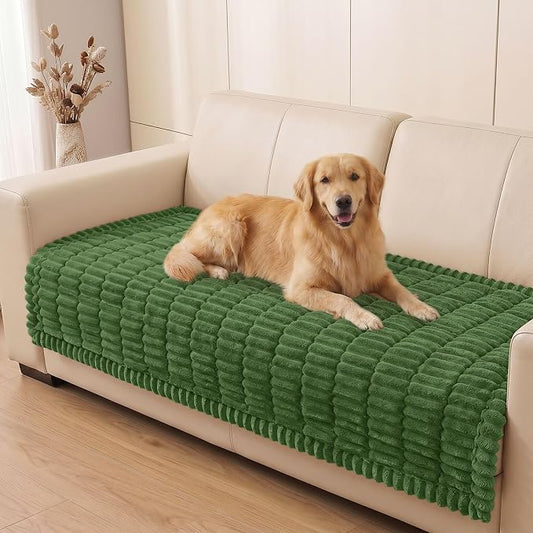 Smiry Couch Cover for Dogs, Non Slip Washable Sofa Protector for Pets, Soft Furniture Cover for Pet, Stylish Sofa Covers, Cozy Protect Against Fur, Dirt & Everyday Messes (Olive Green, 35.4" x 88")