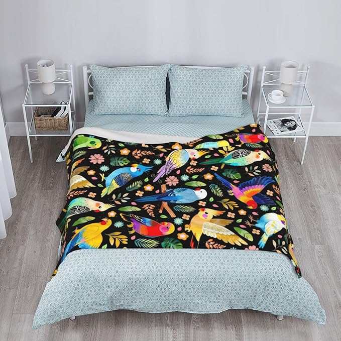 Parrot Bird Blanket Gifts for Cockatiel Lovers Soft Flannel Parrot Bird Throw Blanket Cockatiel Birthday Stuff Gifts Bedding Decor (50"x40")