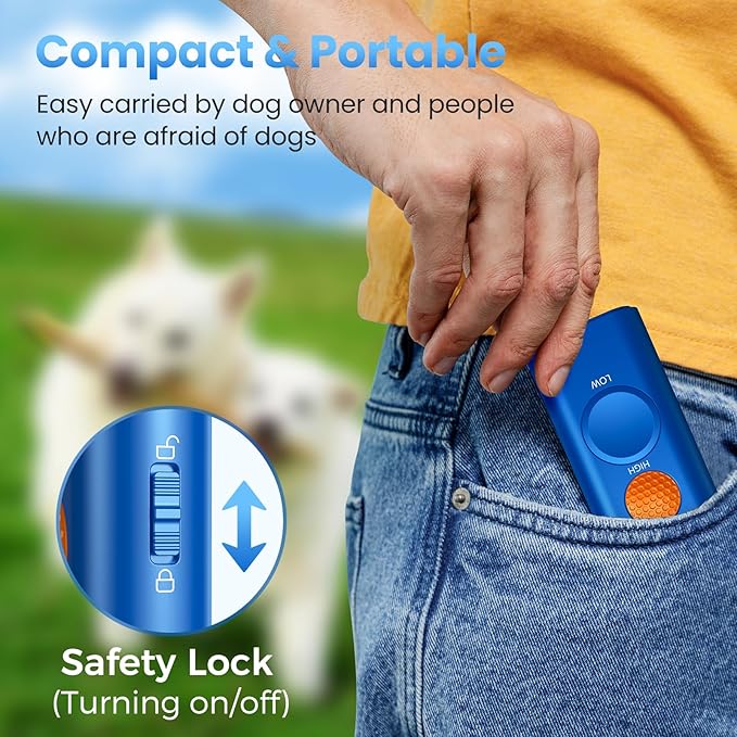 Dog Bark Deterrent Device, 3-in-1 Ultrasonic Anti Barking for Dogs Barks No More, Dog Barking Silencer with 50ft Range, Safe & Effective for Own or Neighbor's Dog, Portable & Rechargeable