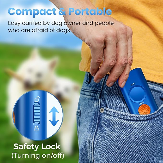 Dog Bark Deterrent Device, Anti Barking Device for Dogs Training Indoor Outdoor No More Bark Ultrasonic 2X Effective Emitters 50ft Range to Stop Neighbors Dog Barking Rechargeable for All Dogs