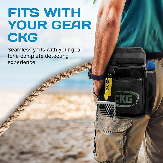CKG Hand Sand Scoop for Metal Detecting with Ergonomic Yellow Handle, Metal Detecting Shovel for Beach Sand Sifter, Heavy Duty Stainless Steel, Perfect from Metal Detector Accessories