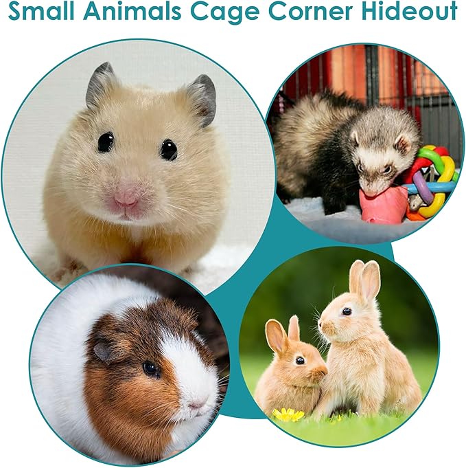 Forest Cage Corner Hideout, Pets Corner Hideout for Guinea Pigs, Rabbits, Ferrets, Chinchillas, Gerbils, Hedgehogs (Blue)