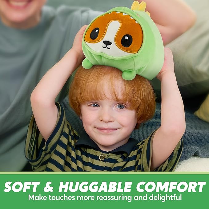 JOYIN Stuffed Animal, Kawaii Dinosaur Plush Toy, 11" Soft Plushie with Corgi Face, Cute Pillow for Kids and Adults, Birthday Surprise Gift for Boys and Girls