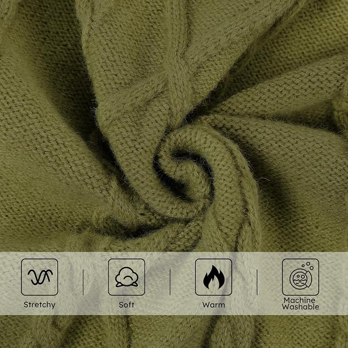 Queenmore Small Dog Pullover Sweater, Cold Weather Cable Knitwear, Classic Turtleneck Thick Warm Clothes for Chihuahua, Bulldog, Dachshund, Pugl,OliveGreen,M