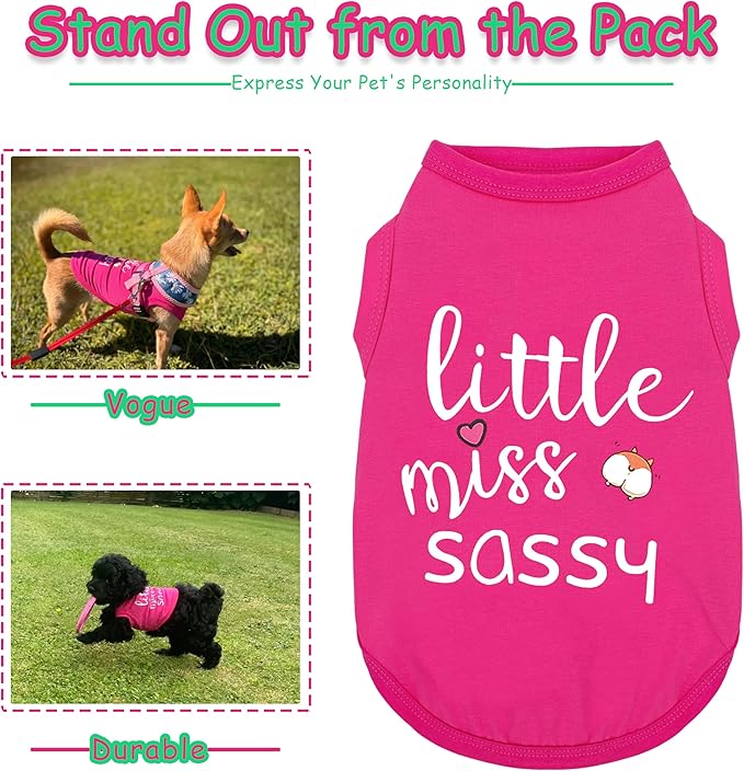 Paiaite Dog Clothes Fashionable Sleeveless Pet Vest: 'Little Miss Sassy' Printed Cotton Dog Shirt, Ideal for Small, Medium, and Large Breeds, Ensuring Comfort and Breathability Green XS