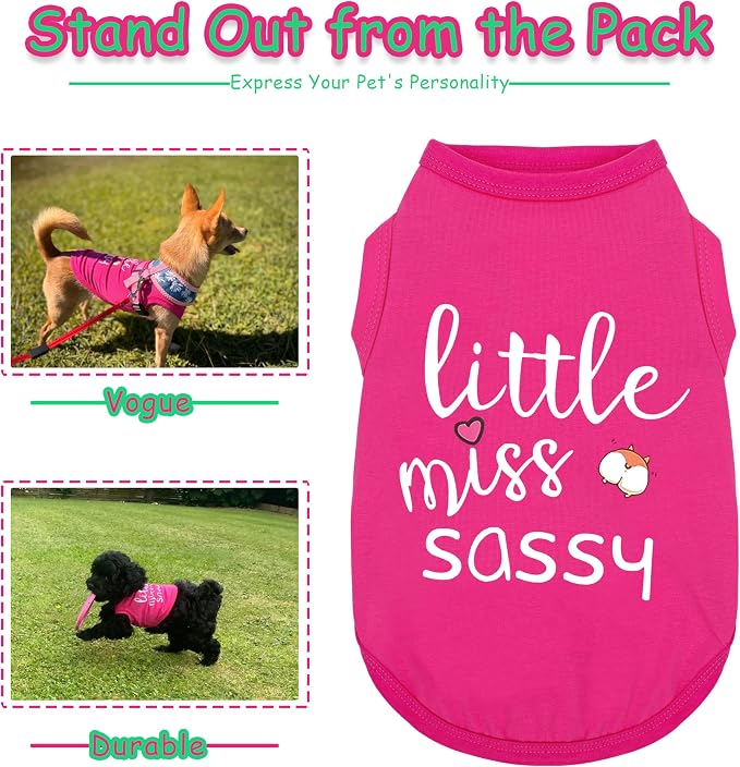 Paiaite Dog Clothes Fashionable Sleeveless Pet Vest: 'Little Miss Sassy' Printed Cotton Dog Shirt, Ideal for Small, Medium, and Large Breeds, Ensuring Comfort and Breathability Green 3XL