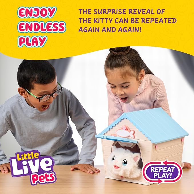 Little Live Pets Cat Figurines for Kids, Interactive Hutch Animal Playset with 25+ Sounds, Outdoor Toys for 5+ Year Old Girls