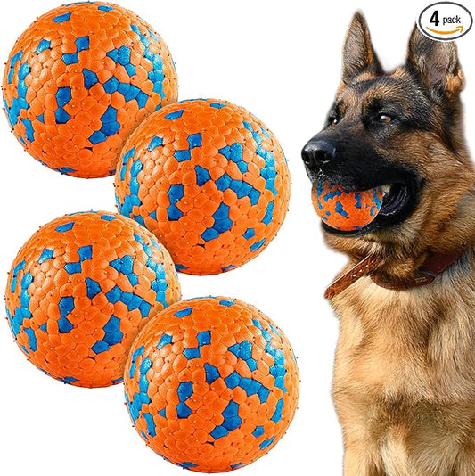 FUSOTO 4Pcs Dog Balls, Tennis Balls for Dog Aggressive Chewers, for Large Medium Small Puppy, Training Catch&Fetch, Water Floats Toys, Orange
