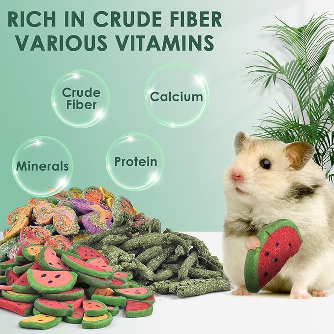 KATUMO 3PCS Rabbit Chew Treats - Mixed Natural Timothy Hay Pumpkin Carrot Beet Spinach Chew Toys for Rabbit Guinea Pig Hamster Bunny Chinchilla Gerbil Small Rodent Pets