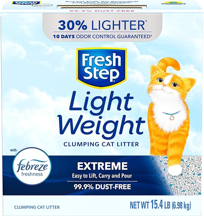 Fresh Step Clumping Cat Litter, Lightweight, Extreme, Long Lasting Odor Control Kitty Litter with Activated Charcoal, Low Dust Formula, 15.4 lb (Pack of 2)