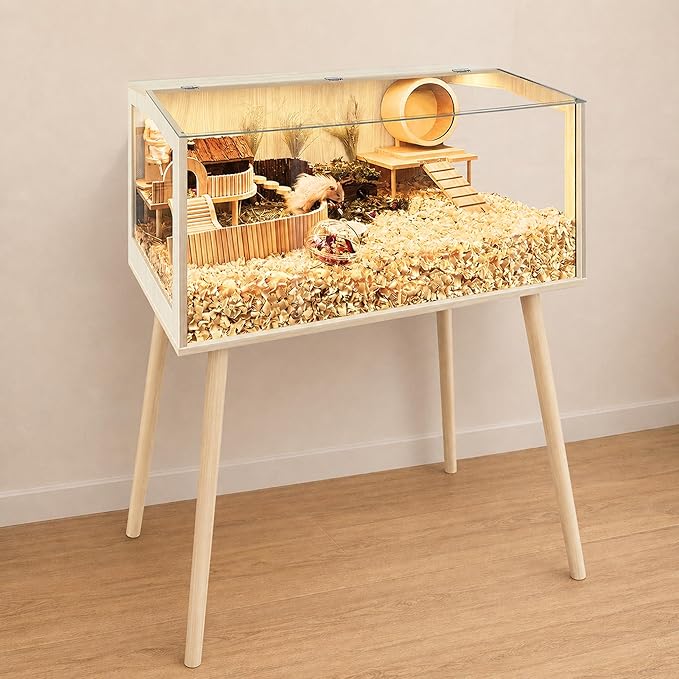 PROLEE Hamster Cage with Legs, Guinea Pig Cages Chew Proof, Hamster House, Hamster Cages and Habitats, Small Animal Cage, 40" L x 20" W x 47.5" H