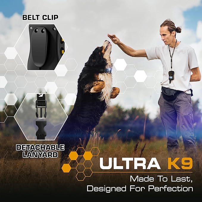 INVIROX Ultra K9 Dog Training Collar with Remote, 124 Levels for Reactive, Stubborn or Hard-to-Train Dogs, ¾ Mile Range, Night-Light Mode, Safe Communication, IP67 Waterproof E Collar for Large Dogs