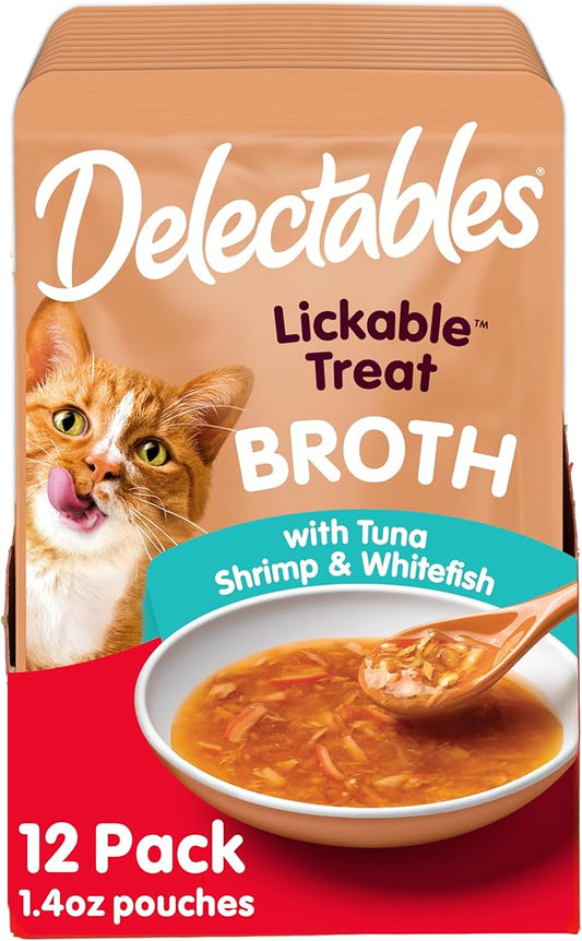 Delectables Hartz Savory Broths Variety Lickable Wet Cat Treats,(Pack of 24)