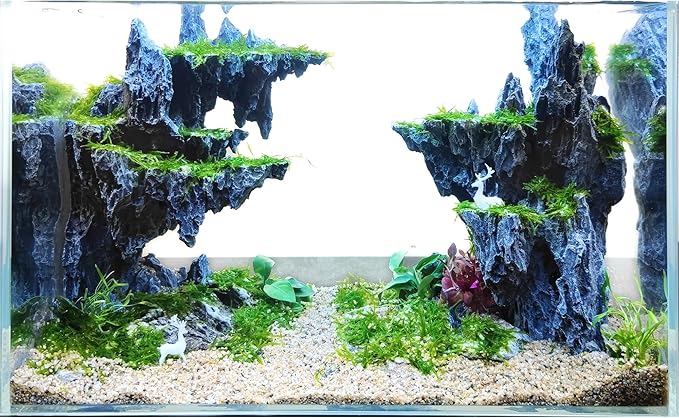 Allcolor Fish Tank Decor Rocks.Aquarium Decoration Model.Easy and Quick Solution for Aquascaping.(Sky City)